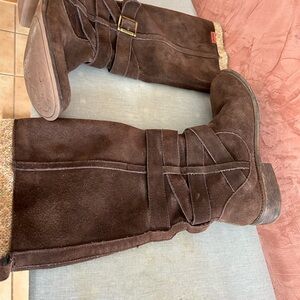 Women suede boots.